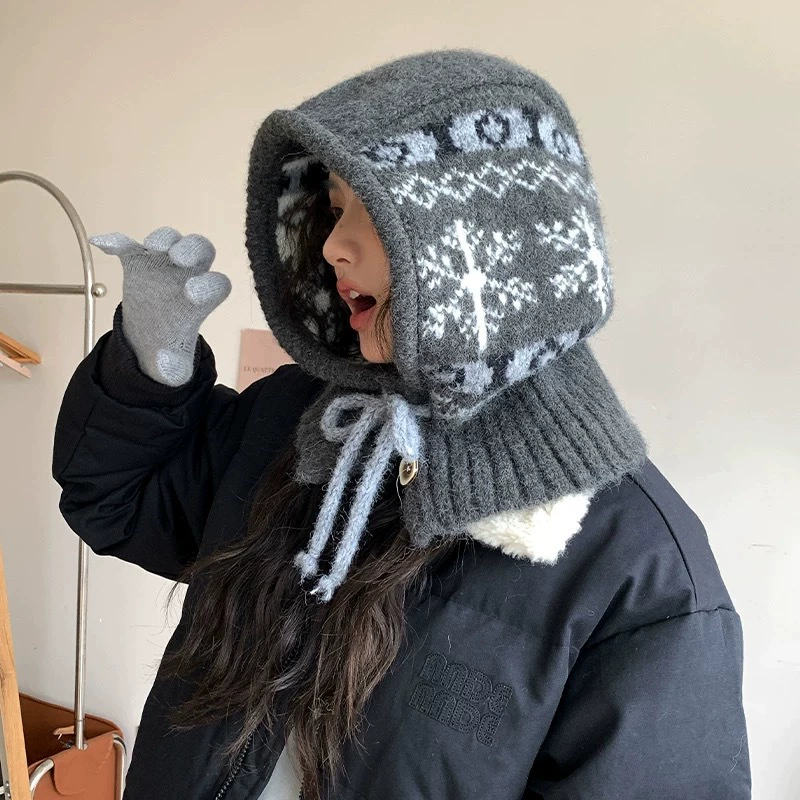 Ретро шапка из пряжи oversize, корейский стиль