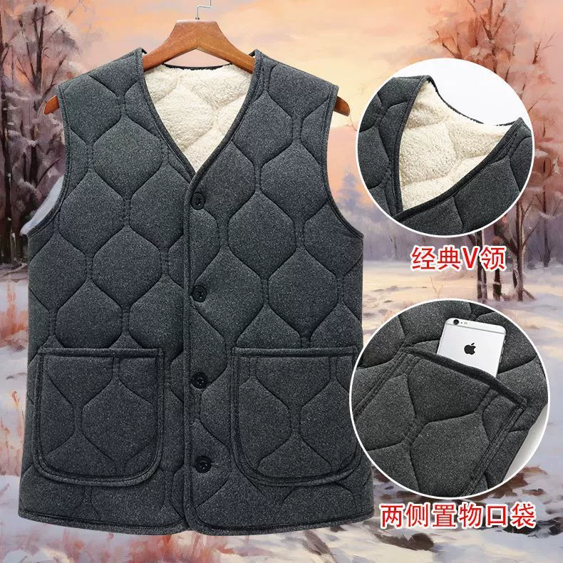 Мужской жилет среднего и пожилого возраста толстый, теплый, свободный, большой размер жилетки