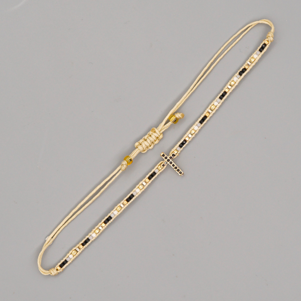Nihaojewelry wholesale accessories ethnic style diamond cross Miyuki beads woven braceletpicture6