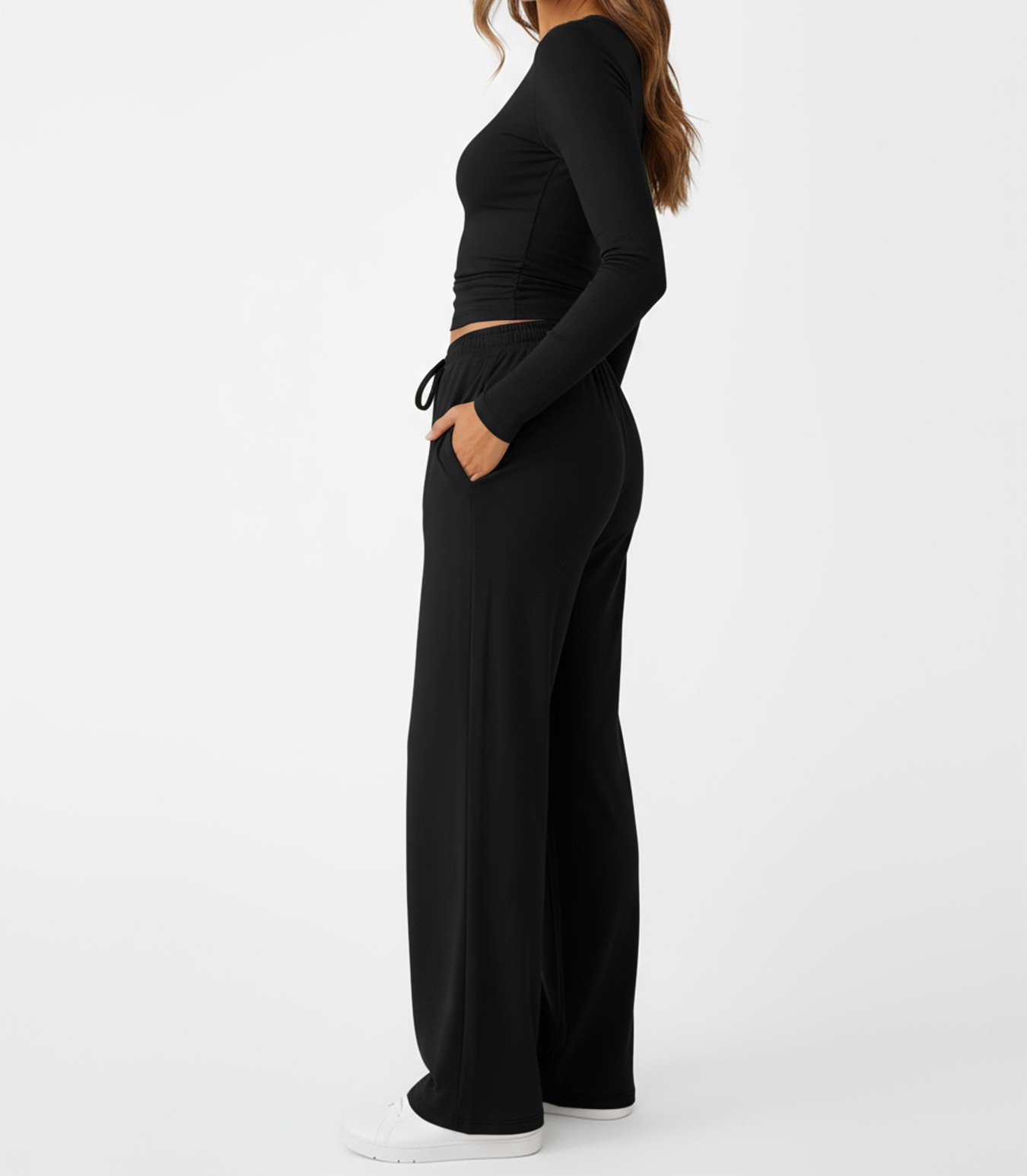 New Fashion Casual Suit Sports Yoga Autumn And Winter Crew Neck Long Sleeve Women_ecoleips.com