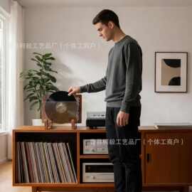 木质CD收纳架黑胶唱片整理置物架桌面可拆卸储物架唱片收藏夹支架