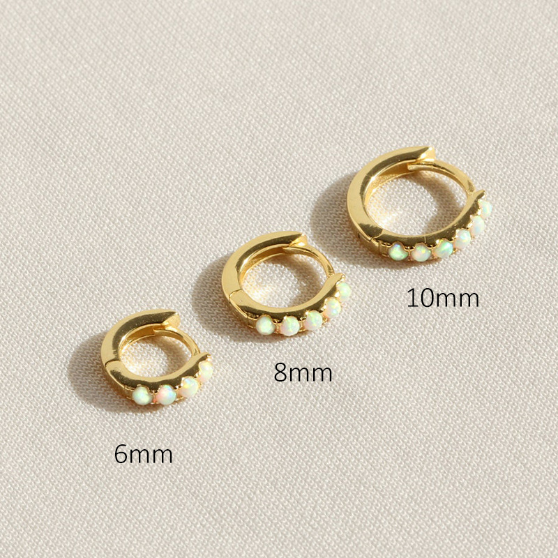 1 Piece Quantity 1 Piece 925 Sterling Silver Geometric Round Gem Hoop Earrings Earrings Ear Studs