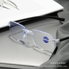 新商品のフレームなし老眼鏡卸売りブルーレイカット防止老眼鏡樹脂ハイビジョン老人読書メーカー直販