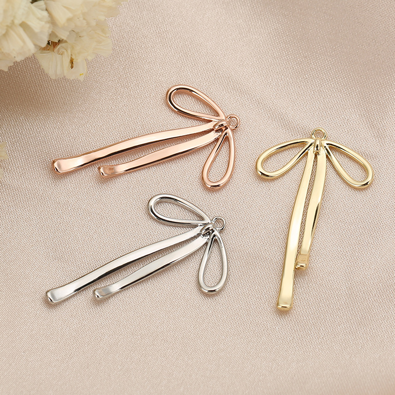 DIY Jewelry Accessories, Earrings, Necklace Classification 1 Piece 31*19mm Copper Knot Butterfly Bow Knot Polished Pendant DIY Jewelry Accessories Earrings Necklace