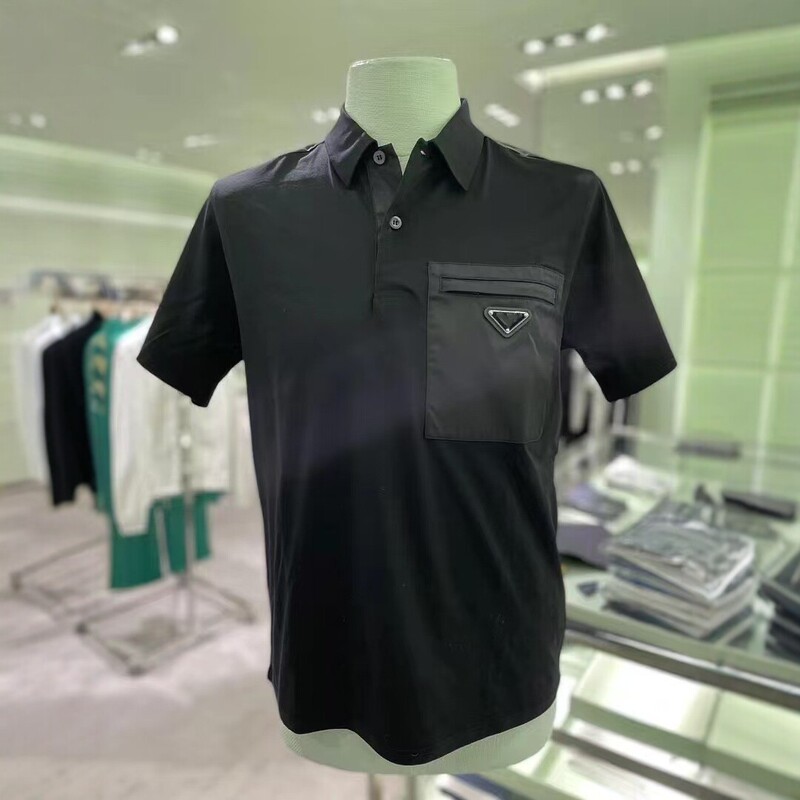 Cross-Border Exclusive Supply of 2026 Spring/Summer New Men's Polo Shirts with Turn-Down Collar, Short Sleeves, Triangle Logo, Pocket, Zipper, Casual and Light Luxury Style Cross-Border Exclusive Supply of 2026 Spring/Summer New Men's Polo Shirts with Turn-Down Collar, Short Sleeves, Triangle Logo, Pocket, Zipper, Casual and Light Luxury Style