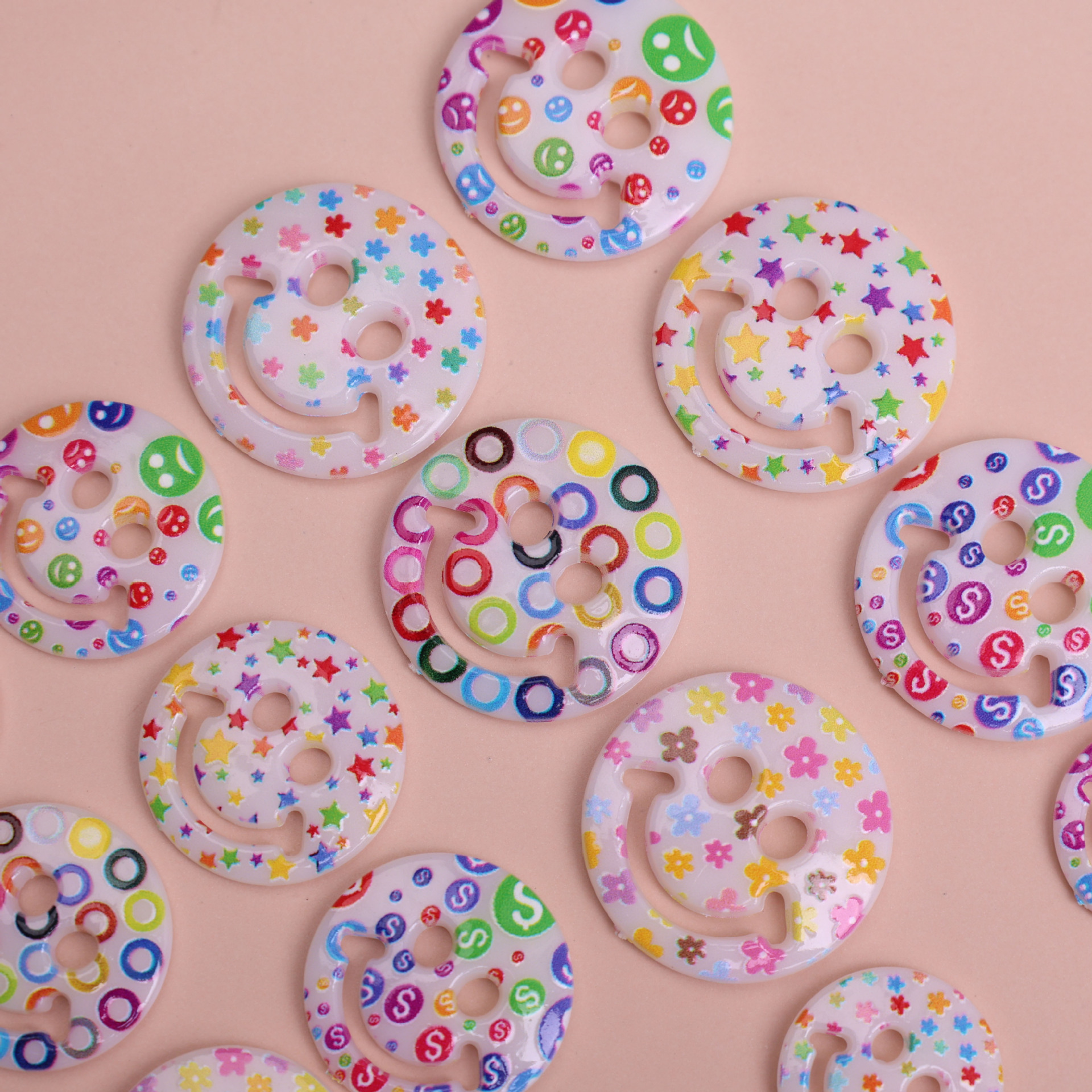 Nuevo color yakele smile Button DIY hair Decoration hair rope hair Card patch Mobile Phone Shell Decoration parts image 4