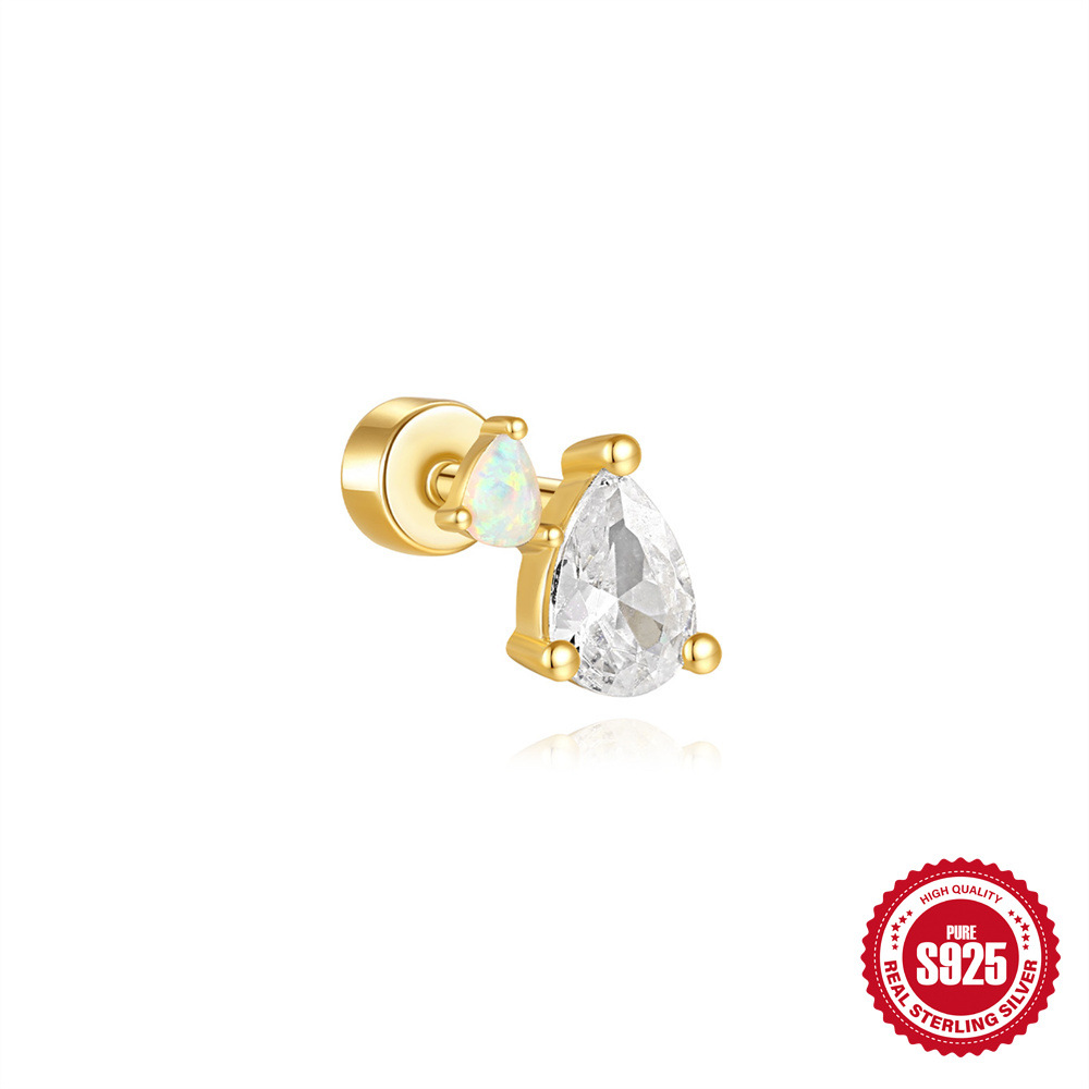 Nuevo estilo s925 plata de ley estilo caliente micro-incrustación circón flor oreja hueso clavo comercio exterior transfronterizo serie Opal arete perforador