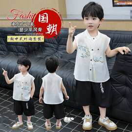 男童夏季无袖汉服套装新中式儿童国风潮款唐装两件套宝宝清凉夏款