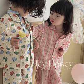 儿童睡衣春秋款宝宝家居服小兔薄款套装男童女童新款长袖两件套装