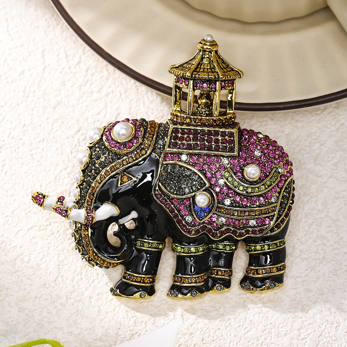 Enamel, brooch, elephant