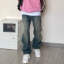 男款直筒美式水洗牛仔裤