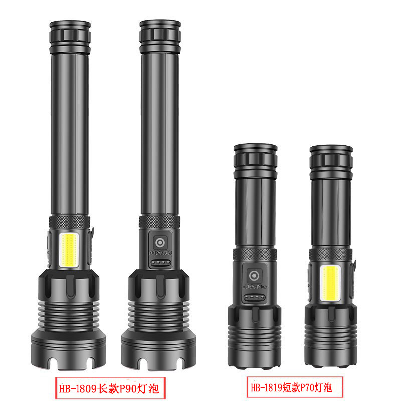 XHP70+COB luz roja y blanca transfronteriza linterna de luz fuerte zoom P70 linterna de carga USB