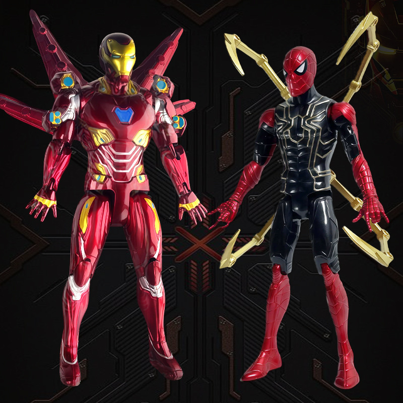 クロスボーダー子供男の子アベンジャーズアイアンスパイダーマンヴェノムブラックパンサーサノスフィギュアライトオーナメントおもちゃ|undefined