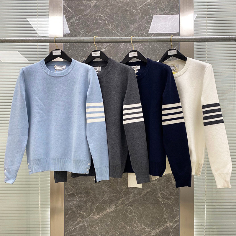 【Factory Direct】High-Quality New Autumn-Winter Four-Bar Striped Long-Sleeve Crew Neck College Style Sweater for Men and Women 【Factory Direct】High-Quality New Autumn-Winter Four-Bar Striped Long-Sleeve Crew Neck College Style Sweater for Men and Women