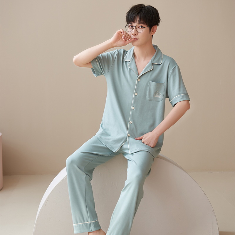 Pijamas de los hombres verano nuevo Algodón puro alta calidad manga corta moda avanzada más tamaño vestir prendas exteriores homewear conjunto