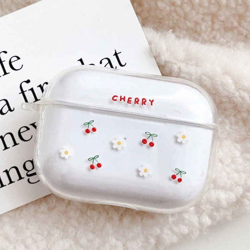 Floral Cherry Suitable for Airpods2/Pro/Pro2/3 Generation Headphone Cover Bluetooth Headset Protective Cover Transparent Floral Cherry Suitable for Airpods2/Pro/Pro2/3 Generation Headphone Cover Bluetooth Headset Protective Cover Transparent
