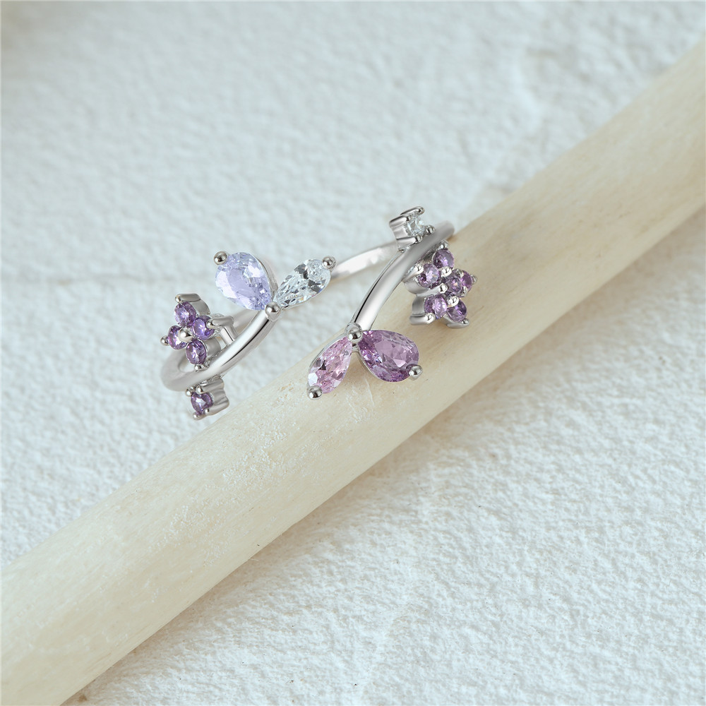 4g Weight Zircon Inlay Material Open Rings Classification Adjustable Ring Size 1 Piece Quantity Daily Occasion 925 Sterling Silver Material Heart Shape, Flower, Bow Knot Pattern Women's Gender Plating, Flowers Design Sweet, Shiny Style 925 Sterling Silver Zircon Heart Shape Flower Bow Knot Open Rings 31