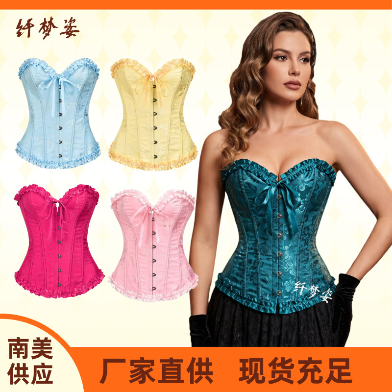 New European and American style tummy-control shaping tops with lace trim, sexy bust-enhancing, waist-cinching, and tight-fitting corsets New European and American style tummy-control shaping tops with lace trim, sexy bust-enhancing, waist-cinching, and tight-fitting corsets