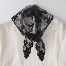 花朵镂空护颈蕾丝三角巾女新款韩国百搭丝巾装饰领巾蝴蝶结假领子