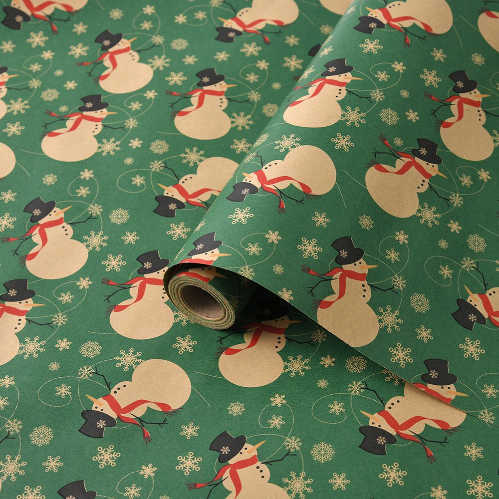 Venta caliente transfronteriza, rollo de gran tamaño, papel de regalo de Navidad, papel kraft retro, papel de regalo de Navidad, papel de regalo