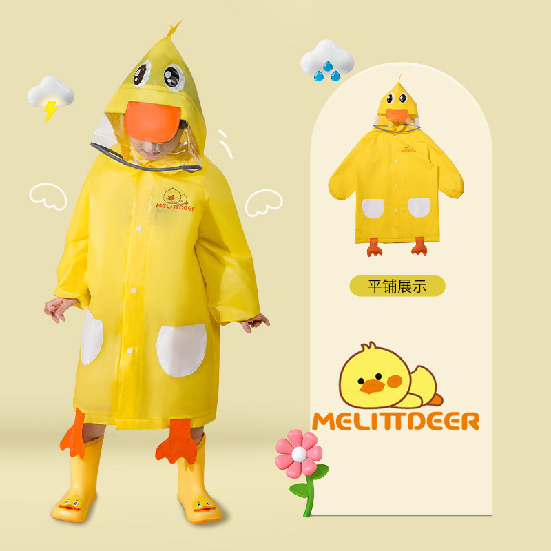 Fawn Millie children's raincoat cartoon yellow duck primary school kindergarten boys baby children poncho wholesale