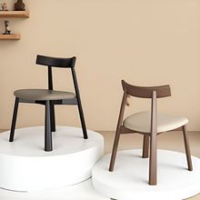 北欧实木餐椅子酒店家用现代轻奢简约靠背椅黑色船桨餐厅吧台