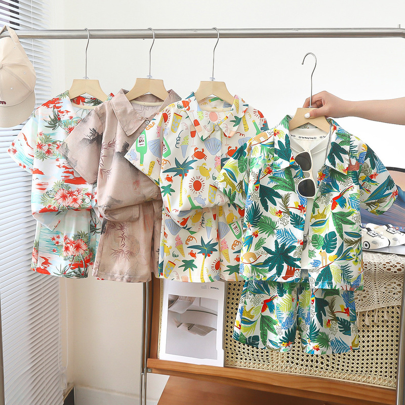 Duffy Handsome Boy Children's Wear Summer Shirt suit Boy's Vacation Style Thin Short-Sleeved Shorts Baby's Street Clothes Cool Handsome Duffy Handsome Boy Children's Wear Summer Shirt suit Boy's Vacation Style Thin Short-Sleeved Shorts Baby's Street Clothes Cool Handsome