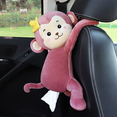 Doll car tissue box – Car tissue box/set - banana-monkey-bean-paste-color-hanging-tissue-box