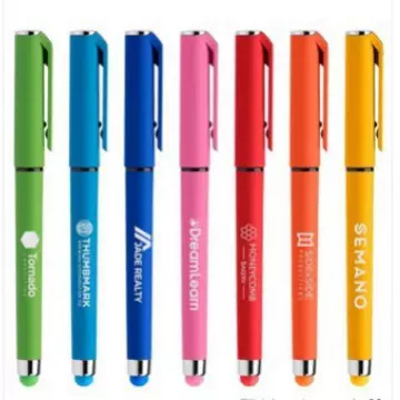 塑料彩色喷胶触控黑色中性碳素笔商务logo刻字礼品批发广告笔印刷