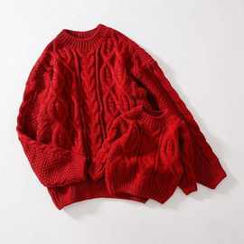 亲子装毛衣一家三口过年红色外套旦衣服四口炸街家装冬厂一件包邮