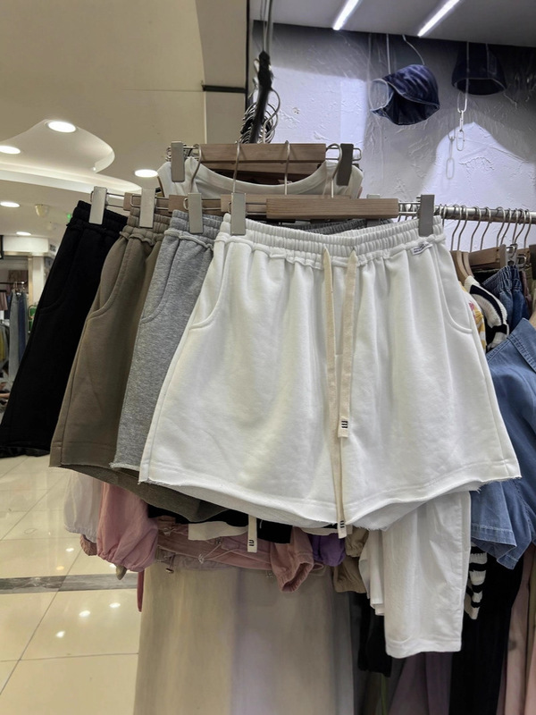 特大サイズ 150kg 韓国スタイルのシンプルなカジュアル弾性巾着ショーツ夏ファット MM 通勤多用途ワイドレッグパンツ女性用|undefined