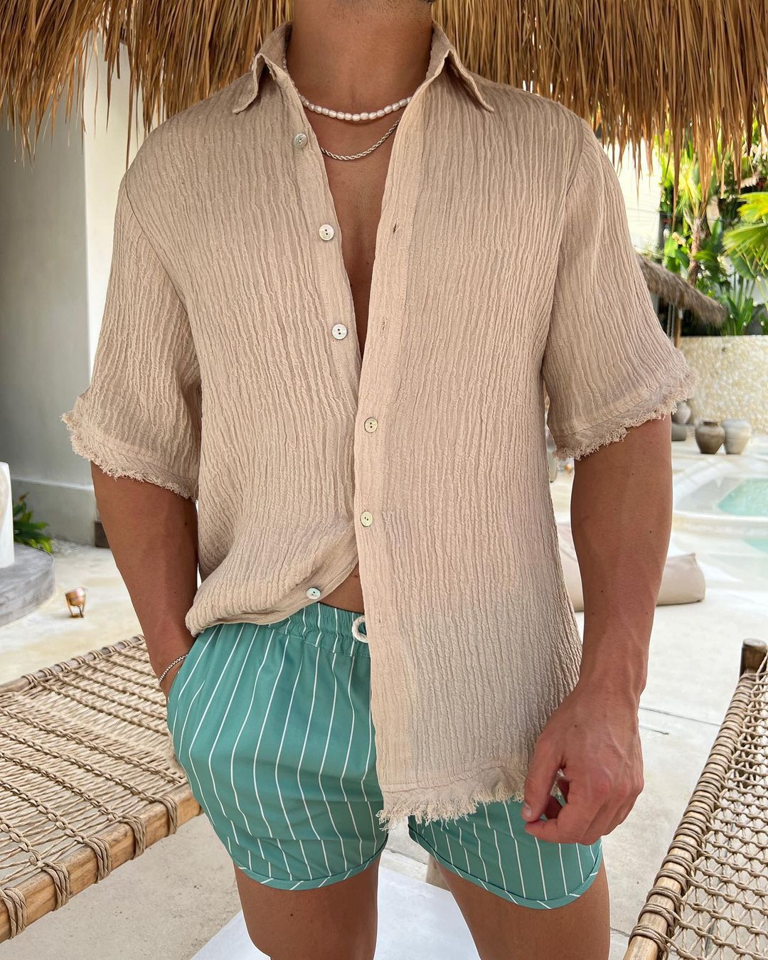 Title 6, Mens Cotton Linen Short Sleeved Casual Loose F...