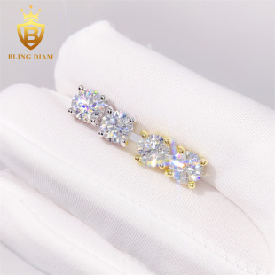 INS New Best Selling S925 Silver Set 0.5/1/2ct Moissanite Round Earrings Earrings Wholesale Supply Simple Earrings