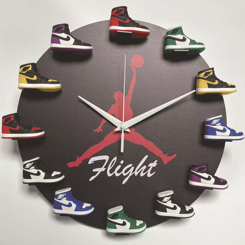 Cross-border aj1-12 generation shoe model flying Jordan wall clock creative basketball clock 3d three-dimensional shoe model clock supplies
