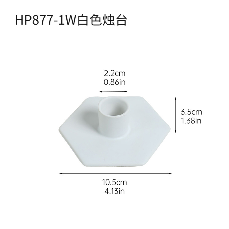 Adornos de candelabros de cerámica polígono minimalista moderno Wabiji Vintage Vela en blanco y negro Asiento de mesa Decoraciones