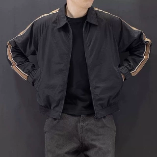 春秋季薄款外套男士潮日系复古黑色棒球服立领风衣休闲夹克潮流帅