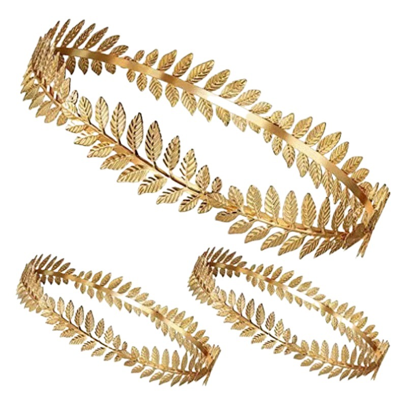 Baroque Golden Leaf Crown Headpiece European and American Style Full Circle Alloy Leaf Headpiece Golden Leaf Hair Crown Headpiece