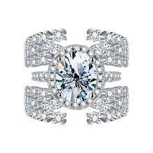 欧美风莫桑钻3克拉戒指挽梦戒指开口套戒s925纯银女叠戴戒子抖音