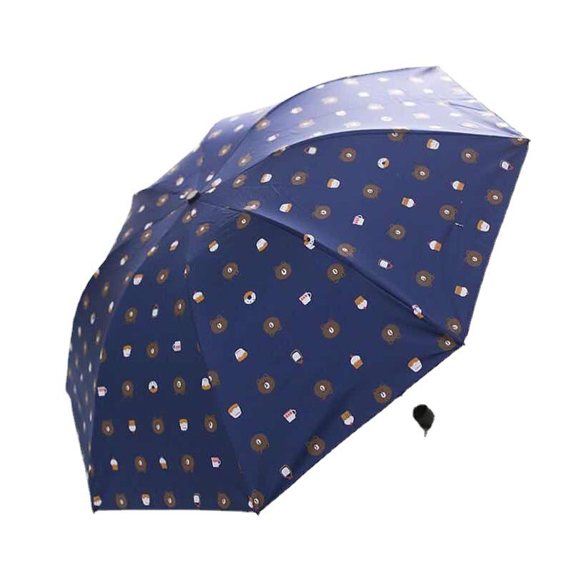 雨中花傘 女性用 高級 防雨 手動折りたたみ ミニ ポータブル フルーツベア ブラックラップ 日焼け止め|undefined