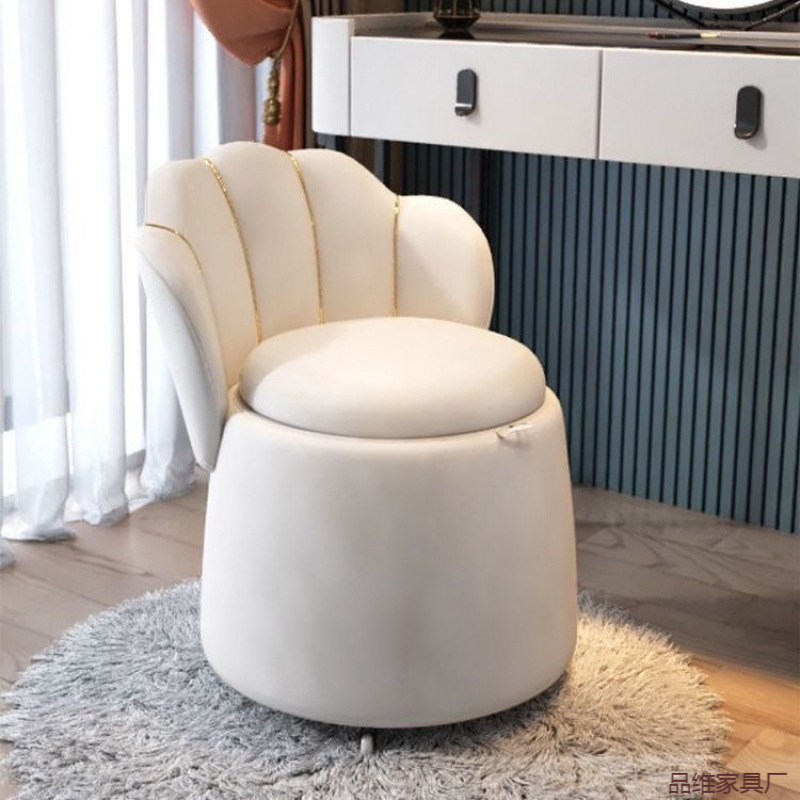 Nuevo tipo de silla de maquillaje de lujo ligero hogar dormitorio respaldo silla de almacenamiento silla de maquillaje