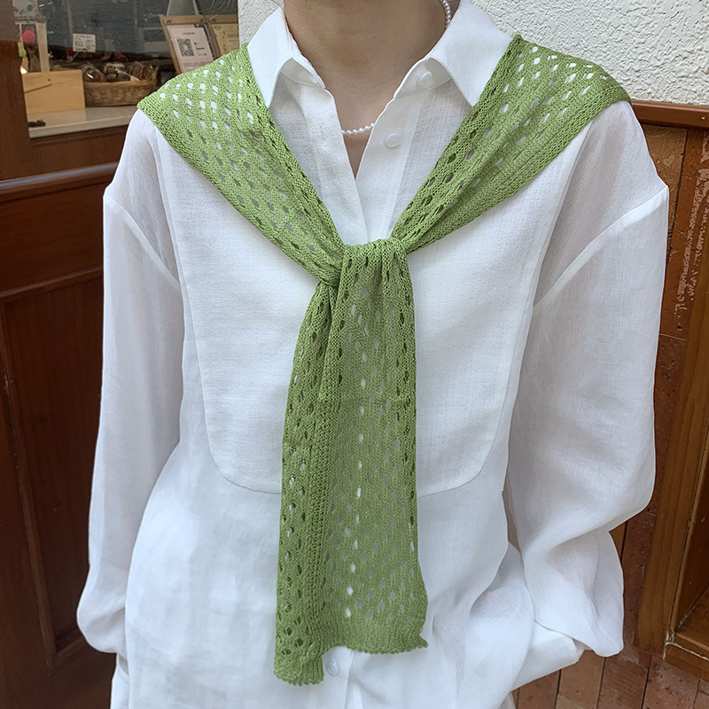 Mantón de protección solar para mujer, tejido de verano, sensación de alta calidad, habitación delgada con aire acondicionado, chaleco de color sólido, chal hueco cruzado