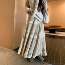 实拍2025秋季新款韩版慵懒毛衣两件套上衣秋冬毛衣 褶皱A摆半身裙