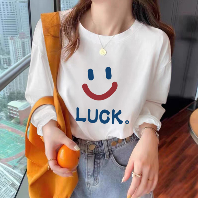 White Right Shoulder Long-Sleeved T-Shirt Women's Pure Cotton Bottoming Shirt 2025 Autumn and Winter New Hot Style Loose Large Size Inner Top