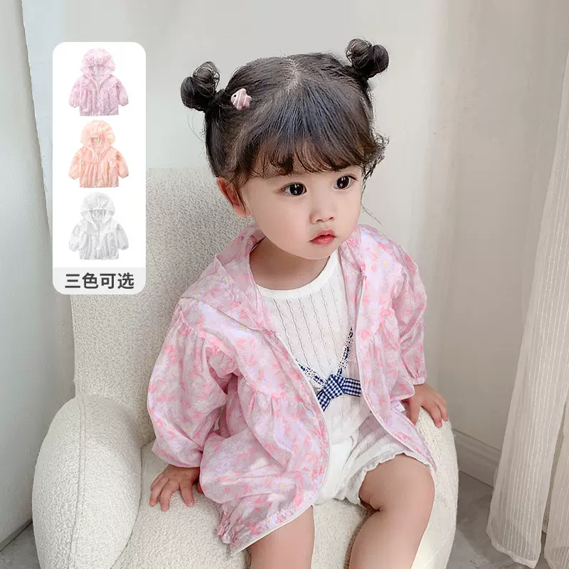 2025夏季女童连帽防晒衣韩版女宝宝印花薄款外套小童外穿服2257