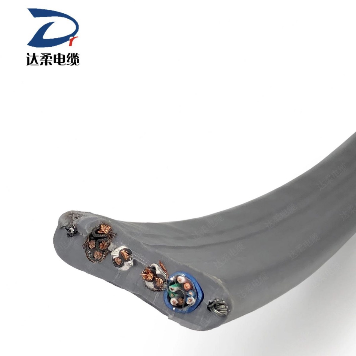 达柔供应带钢丝扁平电缆 TVVBPG 4/5/8芯 电动门行车随行屏蔽电缆