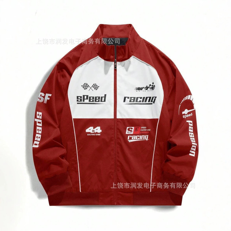2026 Cross-Border High Street Motorcycle Racing Jacket for Men, Spring and Autumn American Retro Color-Blocking Stand Collar Jacket 2026 Cross-Border High Street Motorcycle Racing Jacket for Men, Spring and Autumn American Retro Color-Blocking Stand Collar Jacket