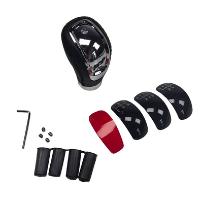customized gear knob, Cab and accessories - three-position-cover-black-leather-with-black-stitching