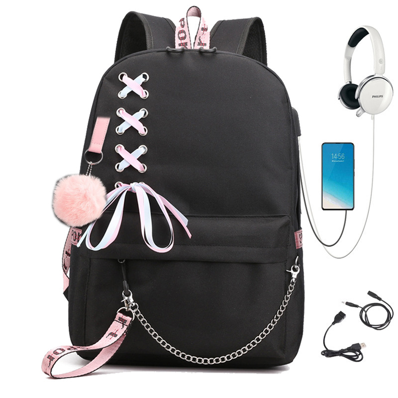 Custom-made according to design, Amazon best-selling school bag with chain woven strap, outdoor backpack for middle and high school students