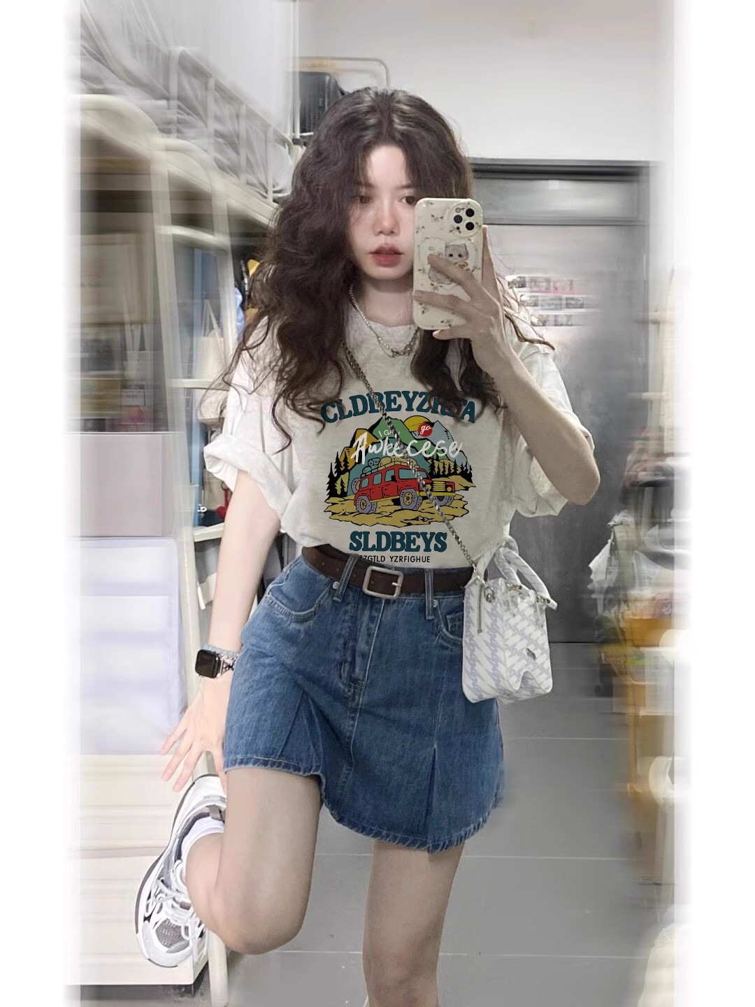 White Grey Cotton Short-sleeved T-shirt Women's Summer American Style Retro Hong Kong Style Chic Loose Half-sleeved Top