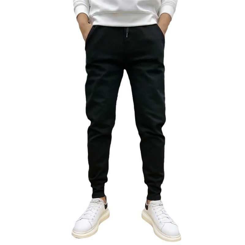 Jean décontracté coupe slim pour le printemps, pantalon élastique noir pour homme, tendance et polyvalent, limming et reliure des jambes Harun_voghion.com